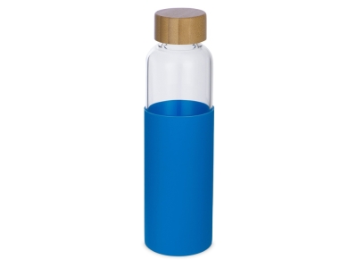 Стеклянная бутылка для воды в силиконовом чехле «Refine», голубой, прозрачный