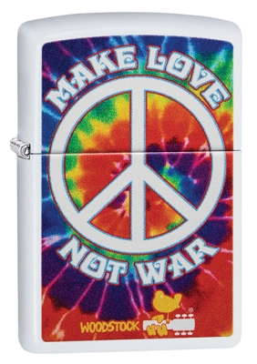Зажигалка ZIPPO Woodstock® с покрытием White Matte, латунь/сталь, белая, матовая, 38x13x57 мм, разноцветный