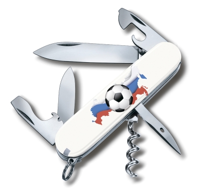 Нож перочинный VICTORINOX Spartan Российский футбол, 91 мм, 12 функций, белый, белый, пластик abs / cellidor