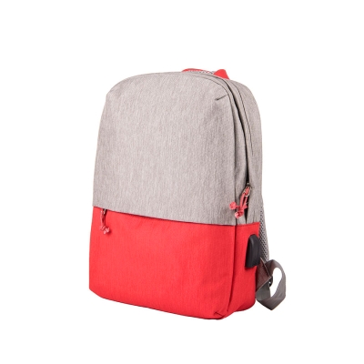 Рюкзак "Beam mini", серый/красный, 38х26х8 см, ткань верха: 100% полиамид, под-ка: 100% полиэстер, серый, красный, ткань верха: 100% полиамид, подкладка: 100% полиэстер