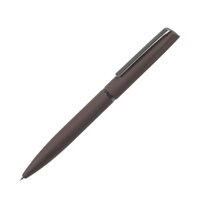 FRANCISCA, ручка шариковая, темно-коричневый/вороненая сталь, металл, пластик, софт-покрытие, коричневый, латунь, пластик, нержавеющая сталь, софт-покрытие