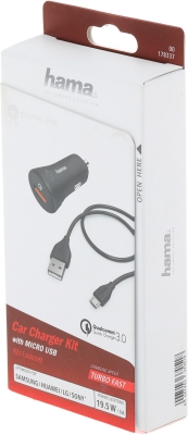 Комплект зар./устр. Hama H-178337 3A (QC) USB универсальное черный (00178337)