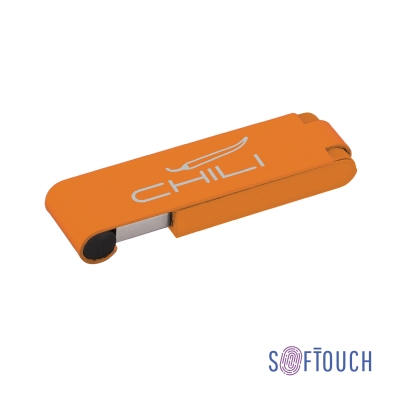 Флеш-карта "Case" 8GB, покрытие soft touch, оранжевый, металл/soft touch