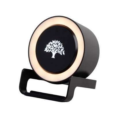 Bluetooth колонка-подставка "Smart Loud" с беспроводным (10W) зарядным устройством, лампой и подсветкой логотипа, черный, пластик