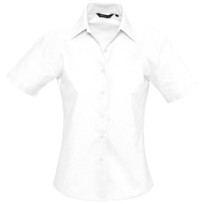 Рубашка женская с коротким рукавом Elite, белая, белый, хлопок 70%; полиэстер 30%, плотность 130 г/м²