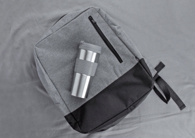 Набор «Дорожный», рюкзак - полиэстер; термокружка - металл, пластик, силикон; плед - флис