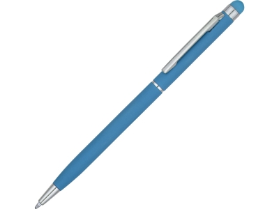 Ручка-стилус металлическая шариковая «Jucy Soft» soft-touch, голубой, soft touch