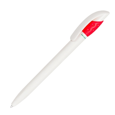 Ручка шариковая GOLF GREEN, белый/красный, пластик, белый, красный, пластик