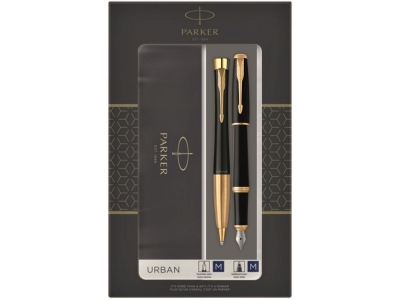 Набор Parker Urban: ручка перьевая, ручка шариковая, черный, желтый, металл