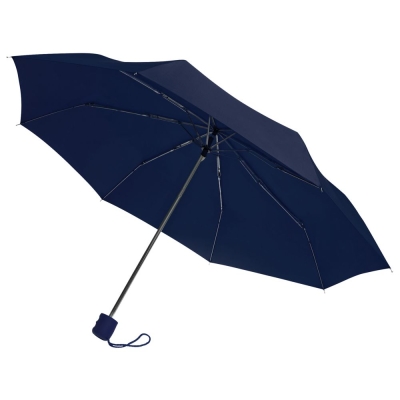 Зонт складной Basic, темно-синий, синий, полиэстер, soft touch