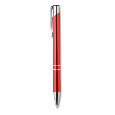 Ручка шариковая с черными черни, красный, алюминий