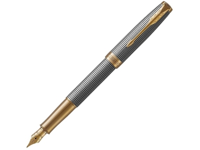 Перьевая ручка Parker Sonnet, F, черный, желтый, серебристый, металл