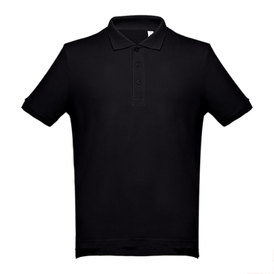 Рубашка-поло мужская ADAM, черный, S, 100% хлопок, плотность 195 г/м2, черный