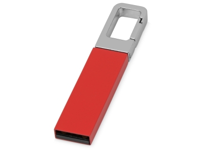 USB-флешка на 16 Гб «Hook» с карабином, красный, серебристый, металл