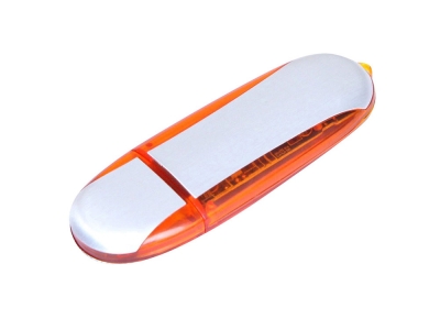 USB 2.0- флешка промо на 4 Гб овальной формы, оранжевый, серебристый, пластик