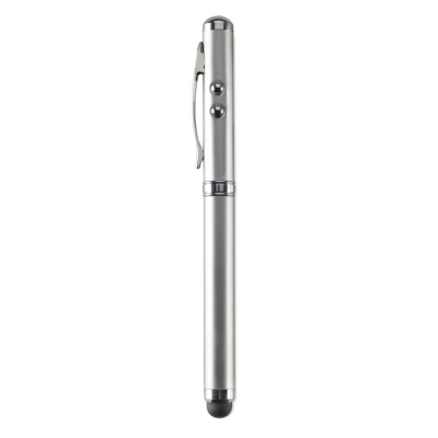 Ручка с фонариком и указкой, тускло-серебряный, алюминий
