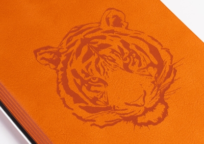 Ежедневник недатированный "Аскона_Тигр", формат А5, оранжевый, металл, кожзам