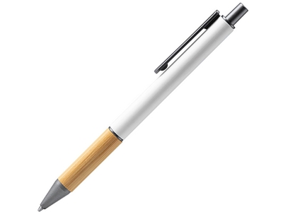 Ручка шариковая металлическая с бамбуковой вставкой PENTA, белый