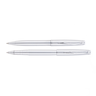 Набор  Pierre Cardin PEN&PEN: ручка шариковая + роллер. Цвет - стальной. Упаковка Е., серебристый