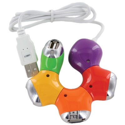 USB-разветвитель "Трансформер"; D=8 см; H=1,9 см; пластик; тампопечать, разные цвета, пластик