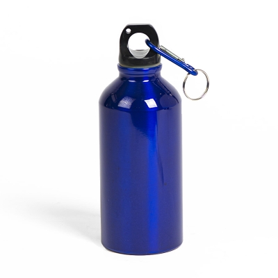 Бутылка для воды "Mento-1", алюминиевая, с карабином, 400 мл., синий, синий, алюминий