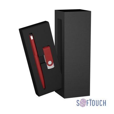 Набор ручка + флеш-карта 8 Гб в футляре, покрытие soft touch, красный, металл/soft touch