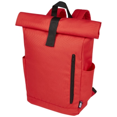 Рюкзак Byron 15,6" объемом 18 л со скручиваемым верхом, изготовленный из переработанного ПЭТ по стандарту GRS, красный