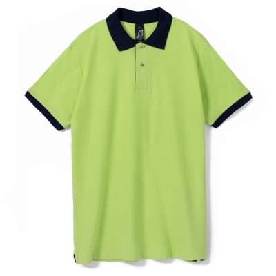 Рубашка поло Prince 190, зеленое яблоко с темно-синим, зеленый, хлопок
