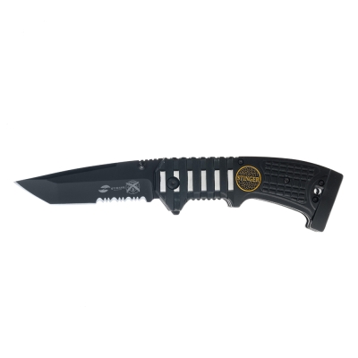 Нож складной Stinger, 90 мм (чёрный), материал рукояти: сталь/алюминий/пластик (чёрный), черный