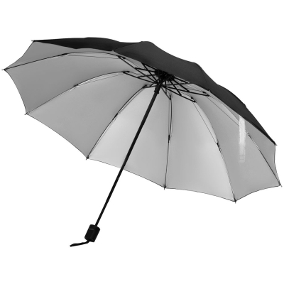 Зонт наоборот складной Stardome, черный, черный, полиэстер