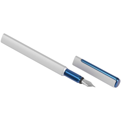 Ручка перьевая PF One, серебристая с синим, серебристый, металл