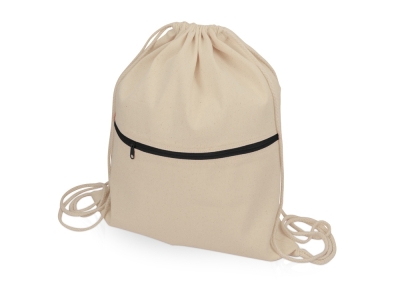 Рюкзак-мешок хлопковый «Lark» с цветной молнией, черный, хлопок