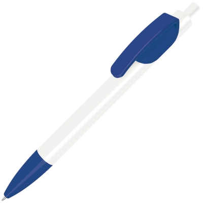 TRIS, ручка шариковая, белый корпус/ярко-синий, пластик, белый, ярко-синий, пластик