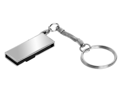 USB 2.0- флешка на 64 Гб с поворотным механизмом и зеркальным покрытием, серебристый, металл