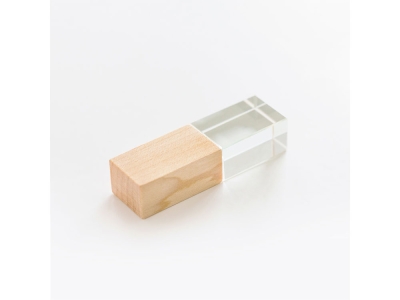 USB 2.0- флешка на 2 Гб кристалл дерево, прозрачный, дерево, стекло