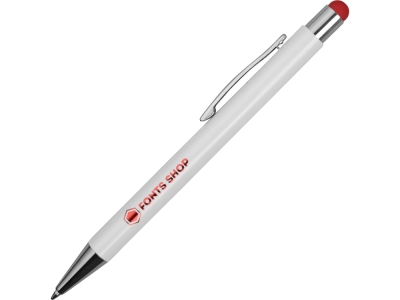 Ручка металлическая шариковая «Flowery» со стилусом, белый, красный, металл
