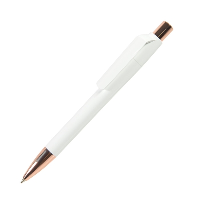 Ручка шариковая MOOD ROSE, белый, пластик, металл, белый, золотистый, пластик