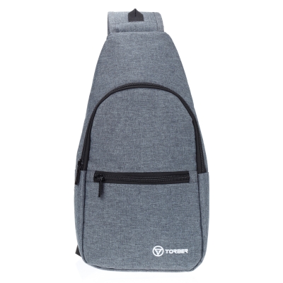 Рюкзак TORBER с одним плечевым ремнем, серый, полиэстер 300D, 33 х 17 х 6 см, серый