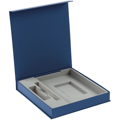 Коробка Arbor под ежедневник, аккумулятор и ручку, синяя, синий, переплетный картон; покрытие софт-тач
