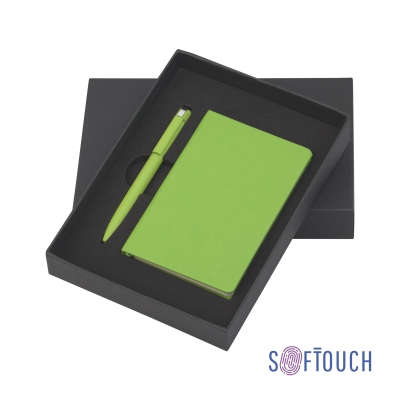 Набор подарочный "Лорен" с блокнотом А6, покрытие soft touch, зеленый, металл/искусственная кожа/soft touch