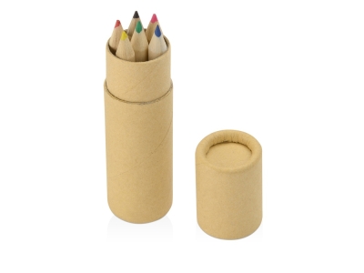 Цветные карандаши в тубусе, бежевый, дерево, картон