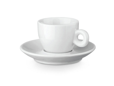 Керамическая чашка с блюдцем «PRESSO», белый, керамика