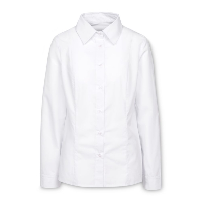 Рубашка женская с длинным рукавом Collar, белая, белый, плотность 120 г/м², хлопок 35%; полиэстер 65%