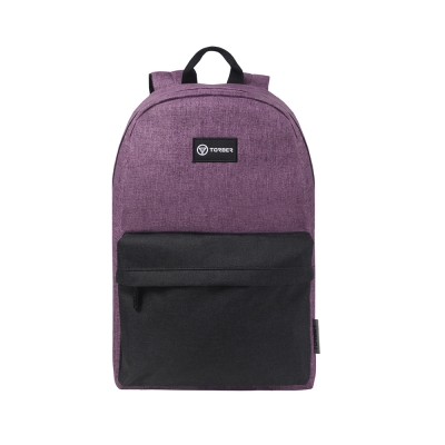 Рюкзак TORBER GRAFFI, фиолетовый с карманом черного цвета, полиэстер меланж, 42 х 29 x 19 см, фиолетовый