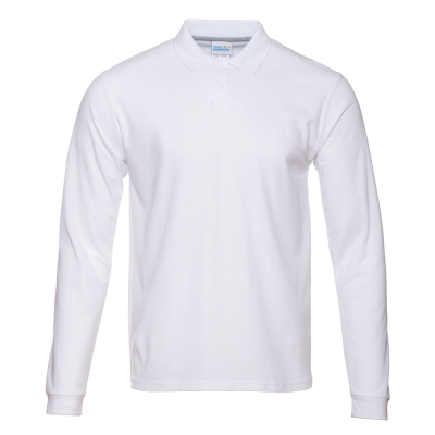 Рубашка поло унисекс STAN длинный рукав хлопок 185, 104LS, Белый, белый, 185 гр/м2, хлопок