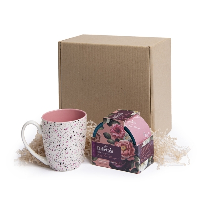Набор подарочный BREEZE: кружка, чай, стружка, коробка, розовый, розовый, несколько материалов