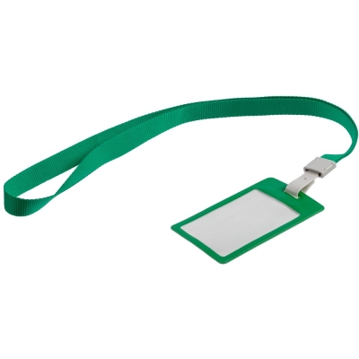 Карман для пропуска с лентой Staff, зеленый, зеленый, карман - полипропилен; лента - полиэстер