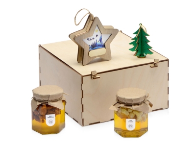 Подарочный набор «Decoration Deluxe» с двумя видами меда, натуральный, дерево