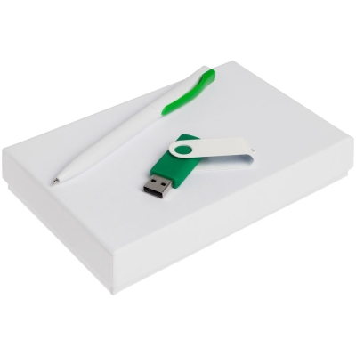 Набор Twist White, белый с зеленым, 8 Гб, зеленый, белый, пластик; покрытие софт-тач; металл