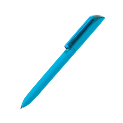 Ручка шариковая FLOW PURE, бирюзовый корпус/прозрачный клип, покрытие soft touch, пластик, бирюзовый, пластик